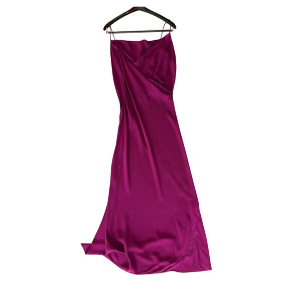 Theory Electric Pink Drape Back Silk Slip Dress | Size 6 | New With Tags - Picture 7 of 9